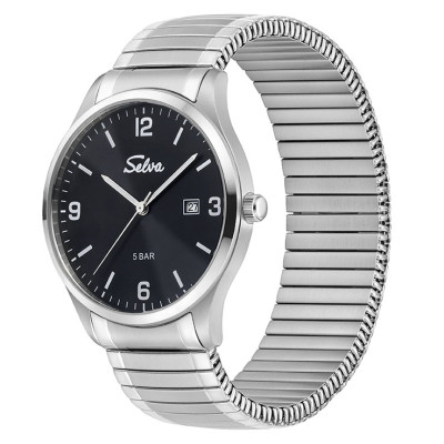SELVA quartz wristwatch with strap, black dial Ø 39mm