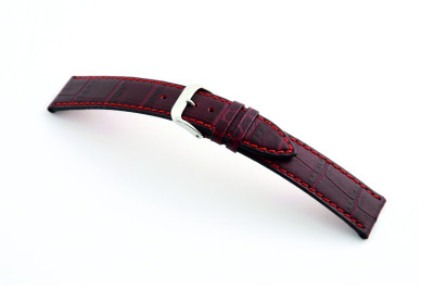 Leather strap Tampa 12mm bordeaux with alligator embossing