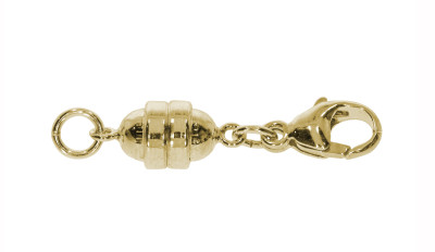 Magnetic clasp with carabiner 11mm, silver 925/- gold plated