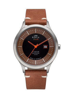 Uhren Manufaktur Ruhla – Kwarts Solar Ø 41mm Titanium, Vegan band bruin