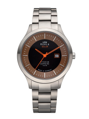 Uhren Manufaktur Ruhla – Kwarts Solar Ø 41mm Titanium, bruin/zwarte wijzerplaat