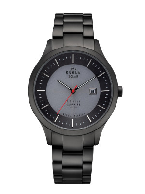 Uhren Manufaktur Ruhla – Kwarts Solar Ø 41mm Titanium, zwart-grijze wijzerplaat