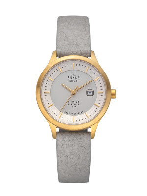 Uhren Manufaktur Ruhla - Horloge Solar Ø 30mm Titanium / Vegan band grijs
