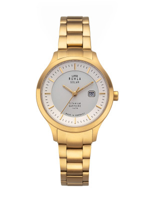 Uhren Manufaktur Ruhla - Horloge Solar Ø 30mm Titanium, goudkleur