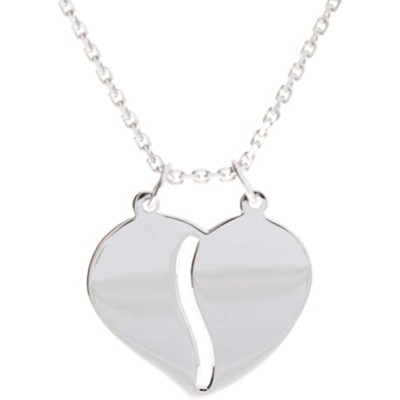 Halsketting met partnerhanger in de vorm van een hart, zilver 925/rh