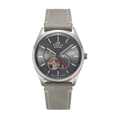 Uhren Manufaktur Ruhla - automatic wristwatch - gray leather strap